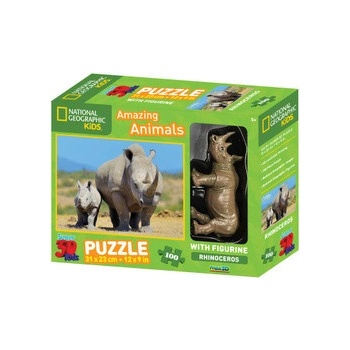 Prime3D Nosorožec s mládětem 3D 100 dielov + figurka