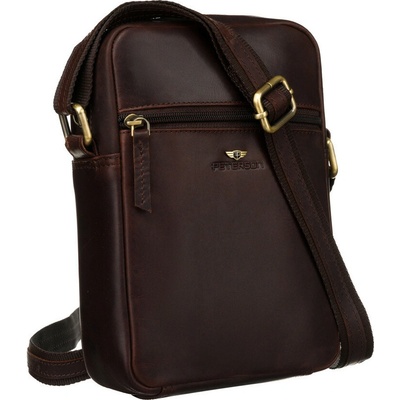 Peterson pánska crossbody taška z hladkej prírodnej kože tmavohnedá PTN 704-OPU UNI PTN 704-OPU