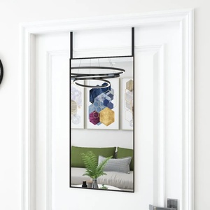 vidaXL Огледало за врата, черно, 40x80 см, стъкло и алуминий (327407)