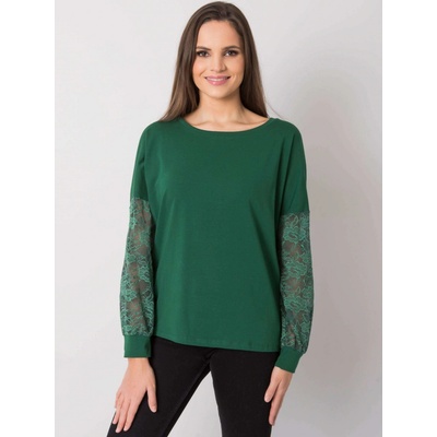 Dámske tričko S ČIPKOVÝMI RUKÁVMI RV BZ 7342.03 dark green