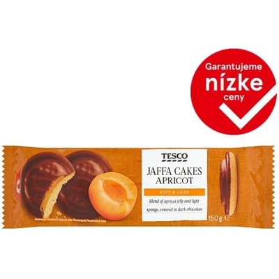 Tesco Piškóty s marhuľovým želé polomáčané v horkej čokoláde 150 g