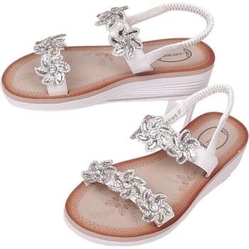 Бели кожени сандали с цветя