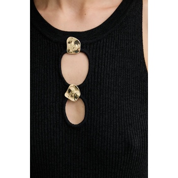 Sessùn Рокля Sessun в черно дълга с кройка по тялото 25205017 (25205017)