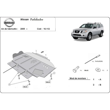 Scut Motor - Румъния Метална кора под двигател nissan pathfinder (r52) от 2012 (72303)