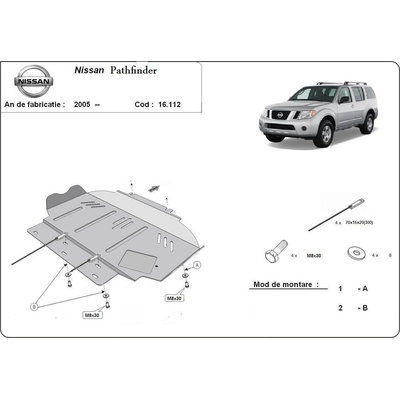 Scut Motor - Румъния Метална кора под двигател nissan pathfinder (r52) от 2012 (72303)