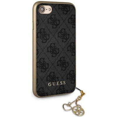 GUESS 4G Charms Collection Hard Case - дизайнерски кожен кейс за iPhone SE (2022), iPhone SE (2020), iPhone 8, iPhone 7 (сив)