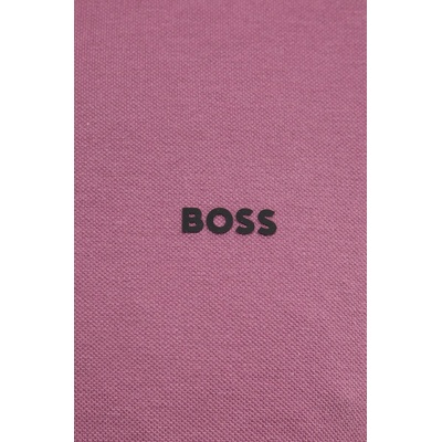 BOSS Памучна тениска с яка boss в розово с изчистен дизайн 50494697 (50494697)