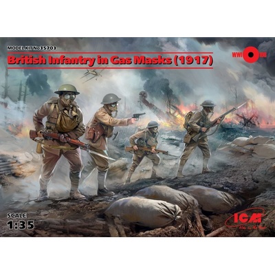 ICM British Infantry in Gas Masks 1917 4 figúrky 1:35