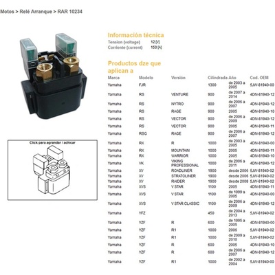 DZE startovací relé startéru YAMAHA XV 1900 06-; XVS 1100 99-09; YFZ 450 04-13; YZF 600 05-07; YZF 1000 02-10 (150A) | Zboží Auto