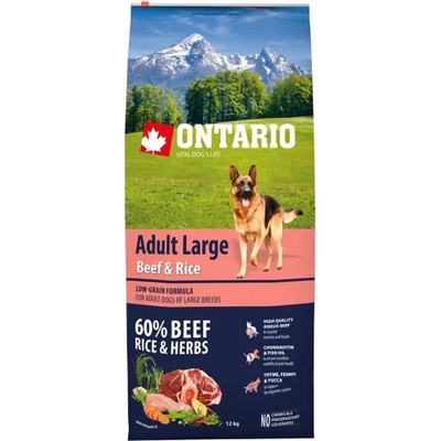 ONTARIO Adult Large Beef & Rice - пълноценна храна за пораснали кучета от големи породи с говеждо и ориз 12кг, Чехия 214-10758