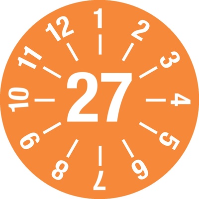 Kontrolná nálepka 27 s čiarami, oranžová, samolepka, 30 mm, BJ = 5 x 15ks