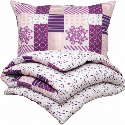 4Home krep obliečky Patchwork violet 140x200 70x90