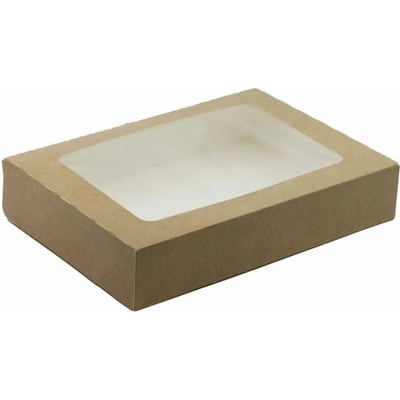 VEJU Krabička na sushi, zákusok hnedá s oknom 220x140x50mm :