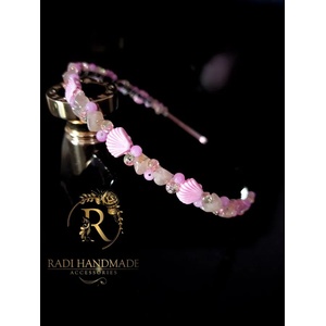 Radi handmade Диадема с розови мидички и ягодов кварц (260)