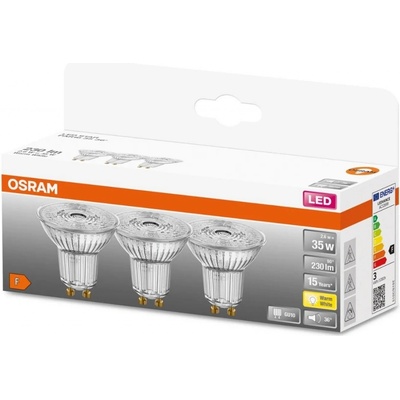 Osram 3x LED žiarovka GU10 2,6W 35W 230lm 2700K Warm 36° STAR