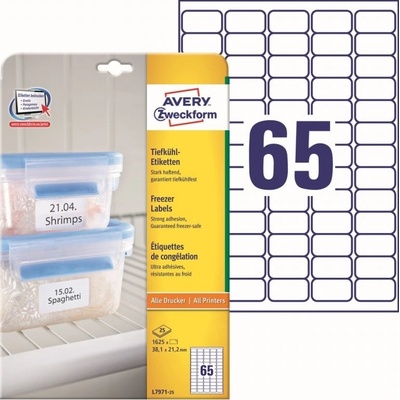 Avery Zweckform L7971-25 Mrazuvzdorné etikety 38,1x21,2mm 1625 ks bílé