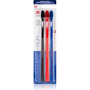 Swissdent Profi Colours четки за зъби средно- мека black, red, blue 3 бр