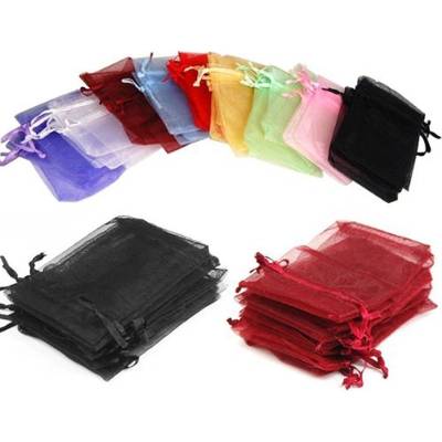 Látkové sáčky Organza 70x50mm - Modrá / 1 Ks