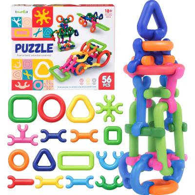 MalPlay Stavebné bloky 56 dielikov farebné 3D konektory 18m+