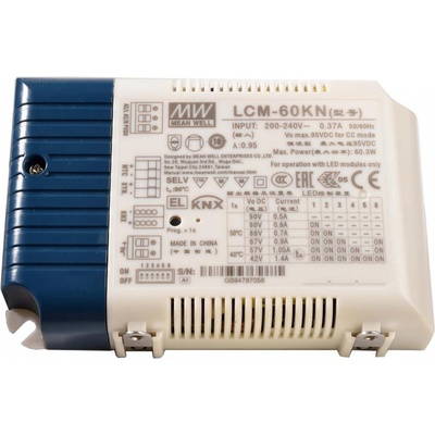 Meanwell napájení DIM, Multi CC, LCM-60KN - KNX konstantní proud 500/600/700/900/1050/1400 mA IP20 stmívatelné 2-90 VDC 60,3 W 862176