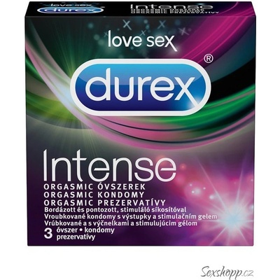 Durex Intense Kondomy s vroubky a stimulačním gelem 3 ks