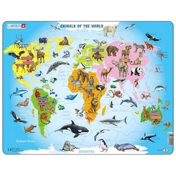 Image 1 of Larsen - Пъзел: Образователен - "Животните в света" - 28 части, голям