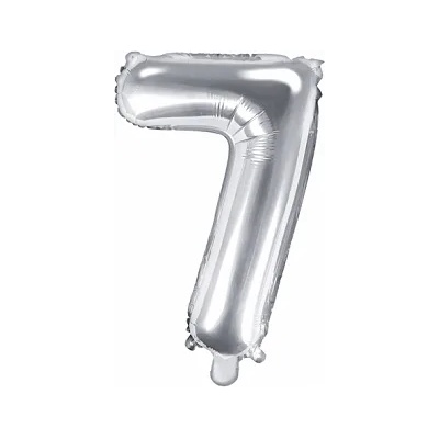 PartyDeco Балон от фолио Mini - число 7 сребърен 35 см