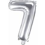 PartyDeco Балон от фолио Mini - число 7 сребърен 35 см