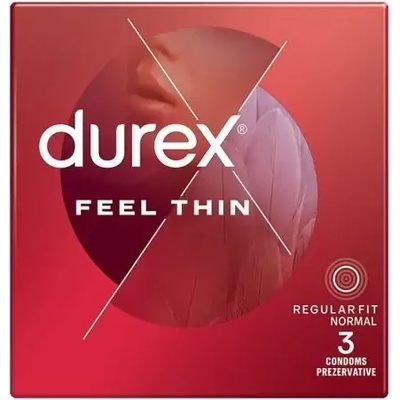 Презервативи, супер тънки, 3 броя - Durex Feel Thin (DUREX02100)