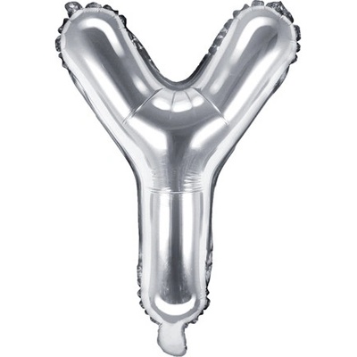 PartyDeco Fóliový balón Mini Písmeno Y 35cm strieborný