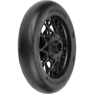 Pro-Line kolo s pneu 1:4 Supermoto přední disk černý: PM-MX