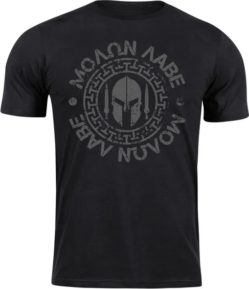 DRAGOWA Тениска с къс ръкав Molon Labe, черна, 160 г/м2 (11269)
