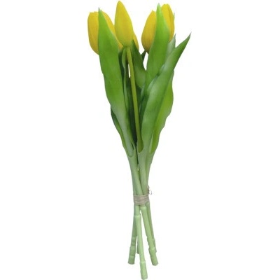 Umelá kvetina zväzok tulipánov 30 cm 5 ks žltá