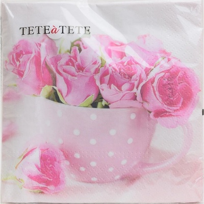TaT TL571000 servítky ROSES IN A CUP 3vrs 33x33cm