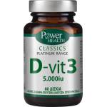 Power Health Хранителна добавка Витамин Д 3 , Power Health Classics Platinum Range D-Vit3 D3 5000iu 60tabs