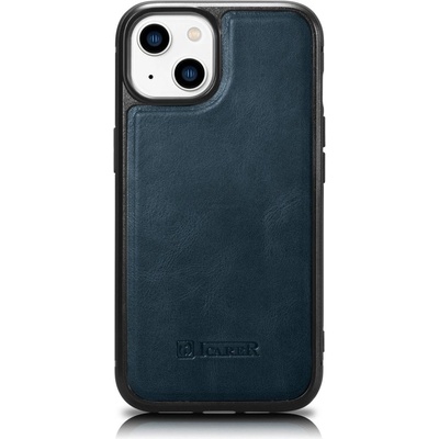 ICARER Кейс от естествена кожа iCarer Oil Wax за iPhone 14 Plus (съвместим с MagSafe), Син (WMI14220719-BU) (WMI14220719-BU)