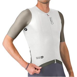 Castelli Мъжка фланелка с къс ръкав за колоездене Castelli Corretto Jersey Cycling jersey - Ivory / Clay-Black (056-3886-0314)