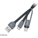 Akasa AK-CBUB35-10BK USB2.0 Typ-A na Type-C a Micro-B, 100cm, černý