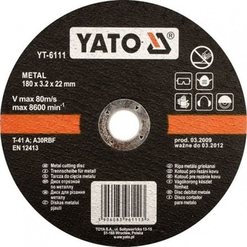 Yato Kotouč řezný na kov 115 x 22 x 1,2 mm YT-5920