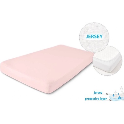 BabyMatex Nepromokavé jersey prostěradlo světle růžové 120x60