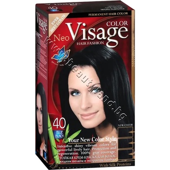 Боя за коса Visage Fashion Permanent Hair Color, 40 Blue Black, p/n VI-206040 - Трайна крем-боя за коса, синьо-черна (VI-206040)