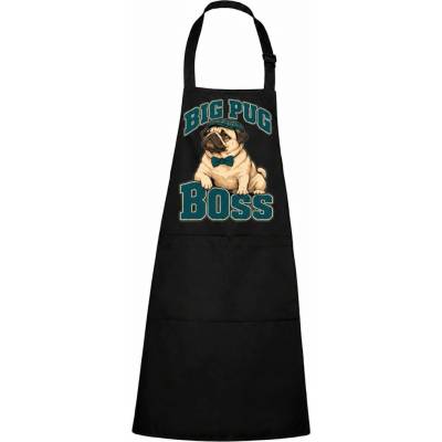 Dobrý Triko Zástěra s potiskem Big pug boss Černá