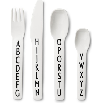 Design Letters Детски прибори за хранене AJ Kids бели 4 части (20202901WHITE)