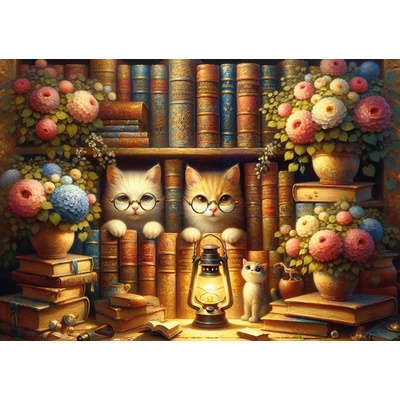 Art Puzzle - Puzzle The Scholar Kittens' Library - 260 piese