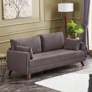 TopMebel Триместен диван Bella TopMebel от плат в кафяв цвят 208x81x85cm