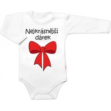 Body dlouhý rukáv s vtipným textem Baby Nellys Nejkrásnější dárek bílé