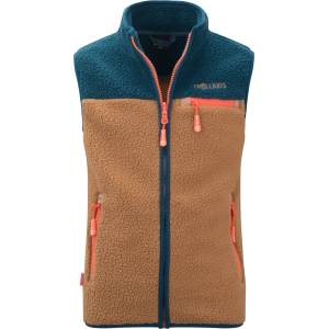 TROLLKIDS Детски поларен елек Trollkids Kid's Hemsedal Vest Fleece vest - Almond / Madeira Blue / Deep Orange - размер 116 (EU) (703-3294-0915)