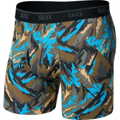 Saxx Мъжко синтетично термобельо Saxx Quest Quick-Dry Mesh Boxer Brief Fly Synthetic base layer - Prism Peaks / Cargo Grey (014-2478-0713)