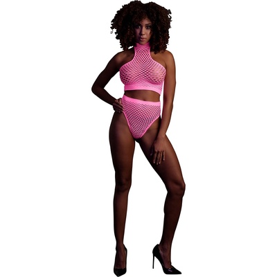 Ouch! Glow in the Dark Turtle Neck and High Waist Slip Neon Pink S/M/L