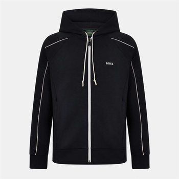 HUGO BOSS Суичър Boss Men's Saggy Green Full Zip Cotton Zip Hoodie - Black